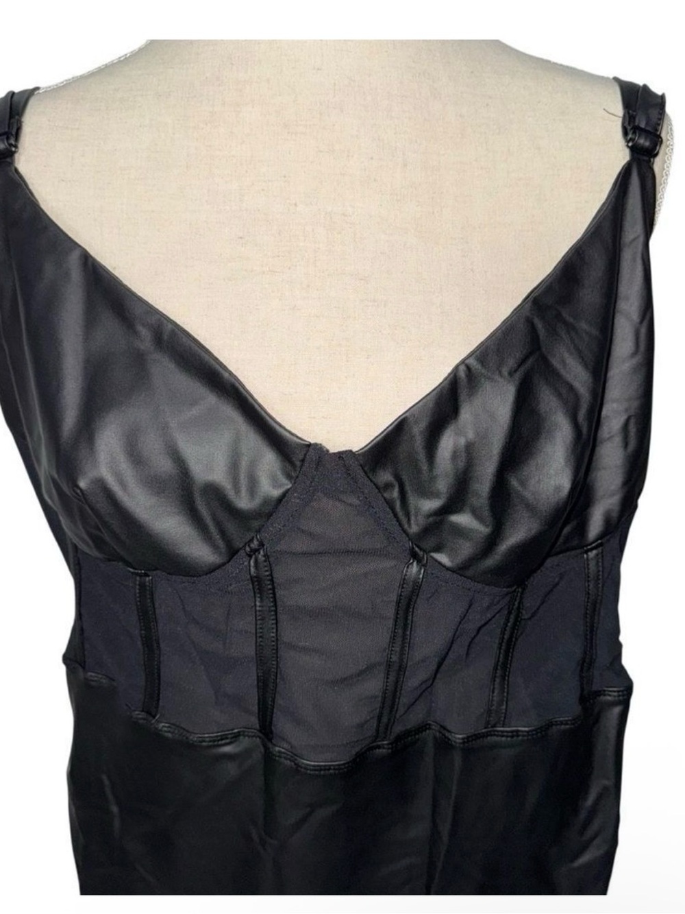 SHEIN Curve | Plus Size Bodycon Slip Dress with Sheer Corset - Picture 2 of 5